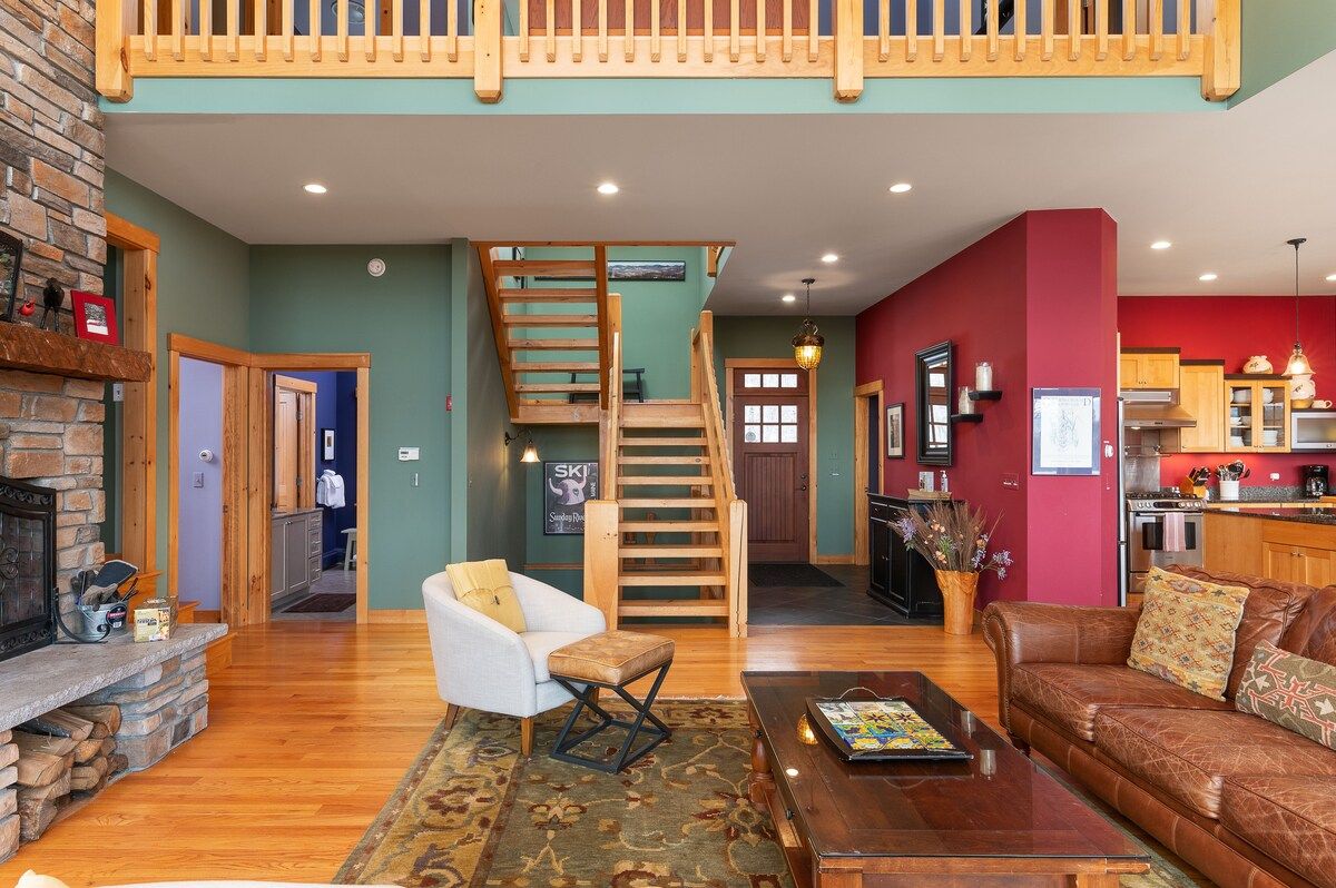 Cozy living room with a fireplace and comfortable seating area