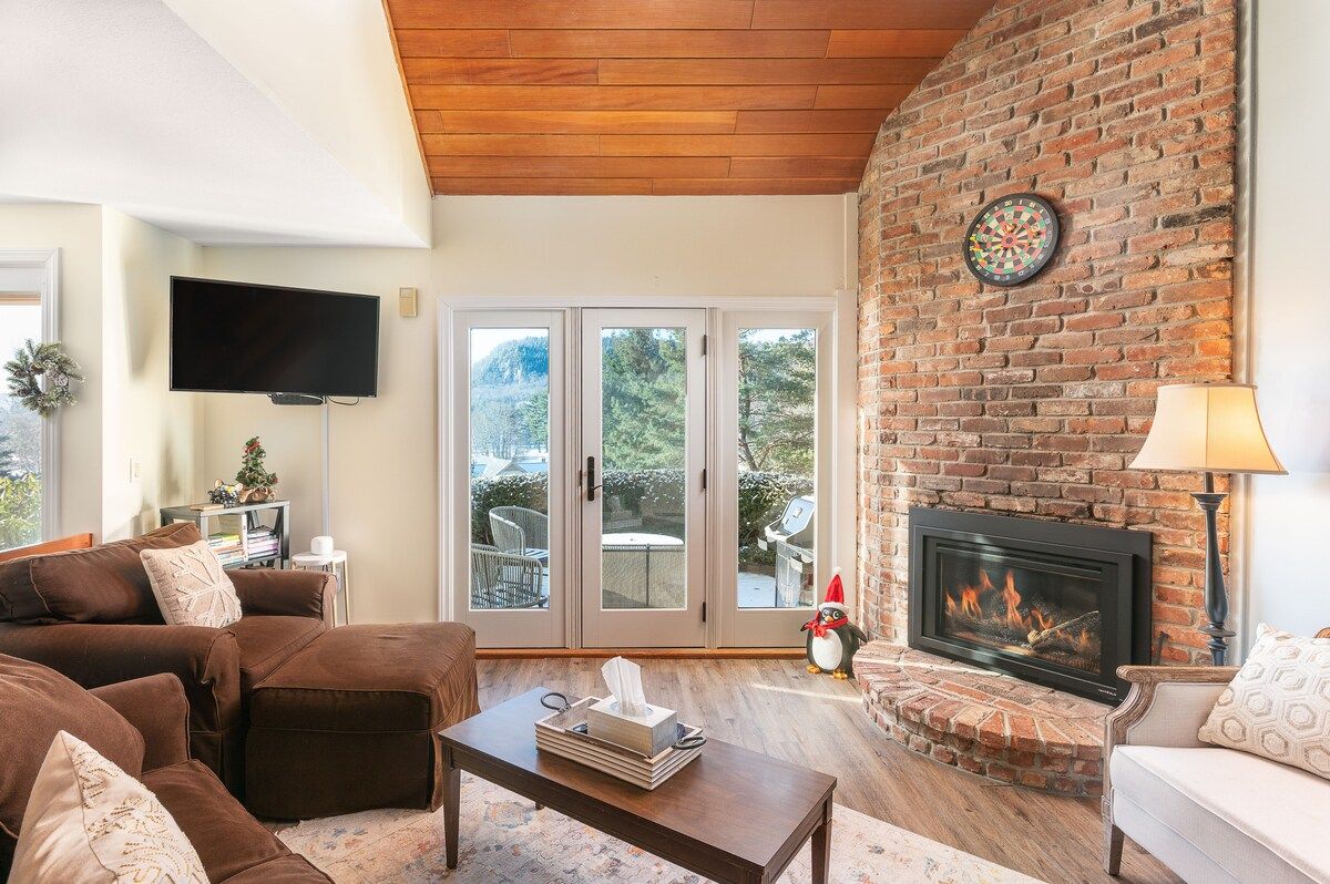 Cozy living room with a fireplace and comfortable seating area